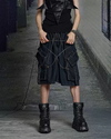 Star Studded Denim Shorts – Suede Patchwork 3/4 Fit