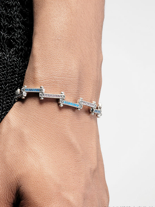 Blue & Pink Diamond 925 Silver Bracelet