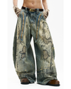 Patched Embroidery Jeans – Distressed Wide-Leg