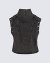 Graffiti Print Vest – Loose Patchwork Unisex