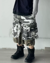 Layered Camo Fringe Shorts – Unisex 3/4 Street Fit