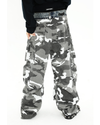 White Camo Patch Cargo Pants – Multi-Pocket Baggy Fit