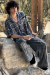 Cross Patch Loose Denim Pants