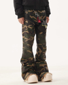 Vintage Street Patch Coated Camouflage Jeans – Slim Flare Moto Fit