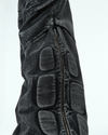 Heavy Washed Black Armor Jeans – Deconstructed PU Patchwork