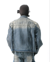 Vintage Zip Washed Denim Jacket – Padded Shoulder Oversized Fit