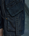Star Studded Denim Shorts – Suede Patchwork 3/4 Fit