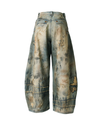 Patched Embroidery Jeans – Distressed Wide-Leg