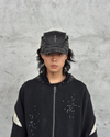 Washed Cross Cap – Distressed Denim & Leather Patch