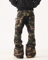 Vintage Street Patch Coated Camouflage Jeans – Slim Flare Moto Fit