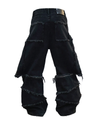 2-in-1 Detachable Jeans – Washed Wide-Leg Fringe