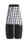 Faux Two-Piece Plaid Layered Jeans