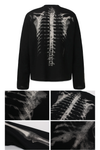 Skeleton Print Long Sleeve Graphic Tee – Gothic Black Streetwear Top