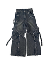 Heavy-Duty Dune Zip Cargo Jeans – Loose Straight Flare Fit