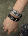 Rockstar Leather Cuff – Distressed Black & Blue