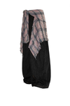 Pink Detachable Plaid Flannel-Tied Wide-Leg Jeans