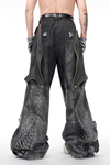 Deconstructed Patchwork Flared Denim – Dystopian Rebel Vibe