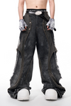 Deconstructed Patchwork Flared Denim – Dystopian Rebel Vibe