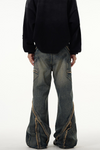 Raw Edge Panel-Wide Vintage Jeans – Baggy Retro Fit