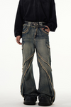 Raw Edge Panel-Wide Vintage Jeans – Baggy Retro Fit