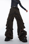 Deconstructed Wrap-Drape Cyberpunk Wide Jeans