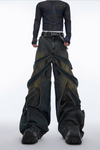 Deconstructed Wrap-Drape Cyberpunk Wide Jeans