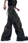 Deconstructed Wrap-Drape Cyberpunk Wide Jeans