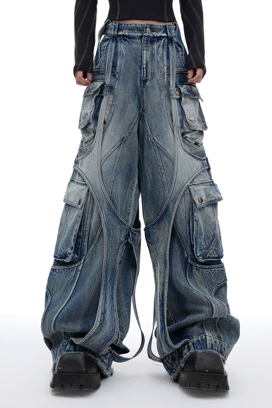 Alien Strap-Wrap Wide-Leg Jeans