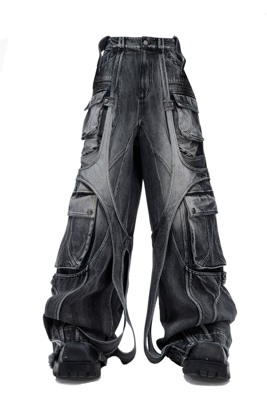Alien Strap-Wrap Wide-Leg Jeans