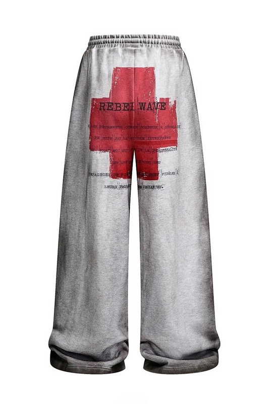 Reversible Distressed Cross Wide-Leg Pants