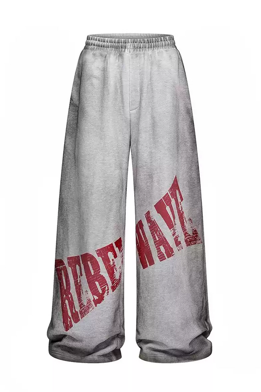 Reversible Distressed Cross Wide-Leg Pants