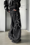 Lightning Embroidery Loose Denim