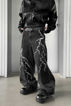 Lightning Embroidery Loose Denim