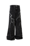 Lightning Embroidery Loose Denim