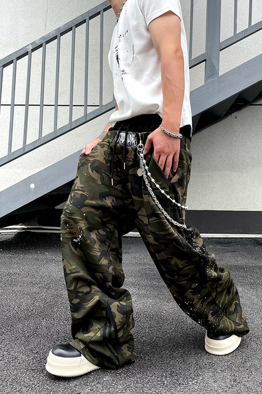 Camo Double-Waist Graffiti Loose Pants