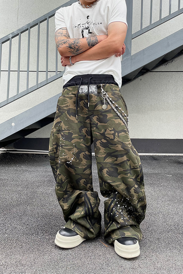 Camo Double-Waist Graffiti Loose Pants