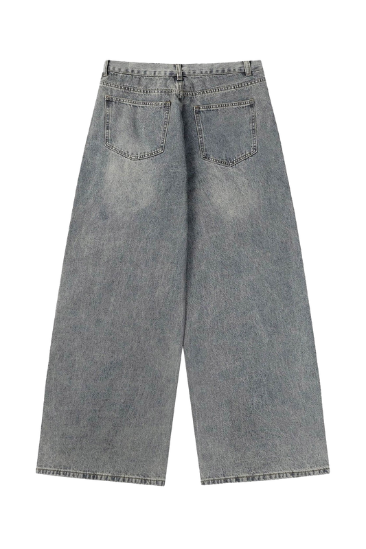 Cross Patch Loose Denim Pants