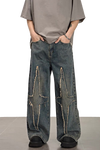 Cross Patch Loose Denim Pants