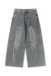 Cross Patch Loose Denim Pants