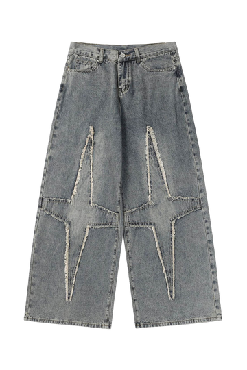 Cross Patch Loose Denim Pants