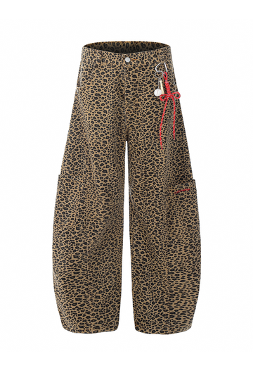 Leopard Embroidery Scimitar Denim