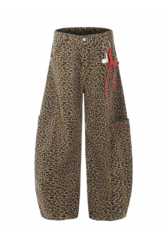 Leopard Embroidery Scimitar Denim