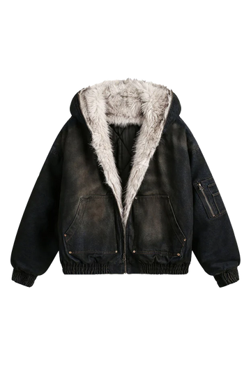 Vintage Faux Fur Lined Hooded Jacket