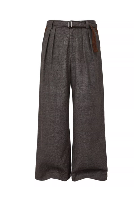 Suede Patchwork Houndstooth Retro Pants