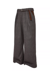 Suede Patchwork Houndstooth Retro Pants