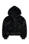 Reversible Fur Zip Hoodie In Black