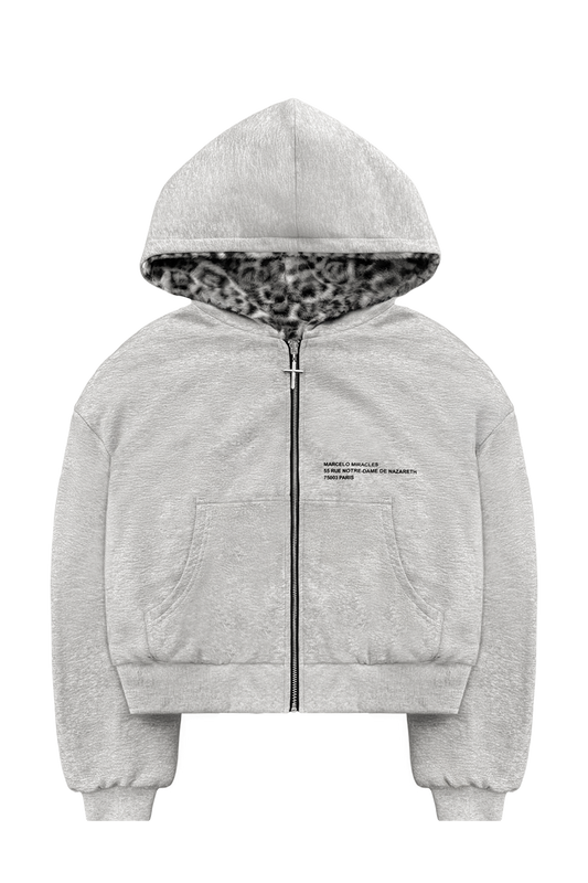 Reversible Fur Zip Hoodie In Grey