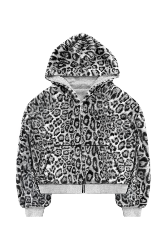 Reversible Fur Zip Hoodie In Grey