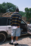 Distressed Striped Knit Sweater