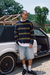 Distressed Striped Knit Sweater